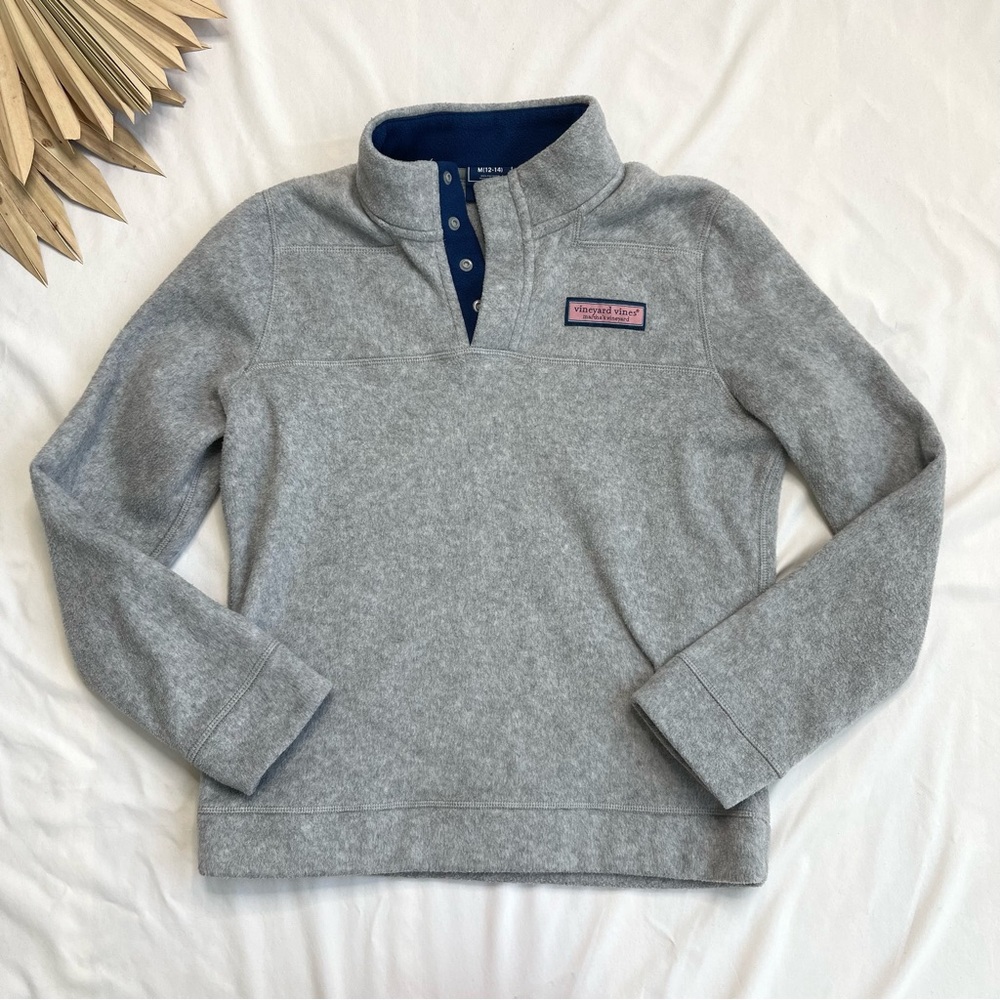Vineyard Vines Harbor Fleece Shep Shirt Grey Pullover Sweatshirt Jacket Medium